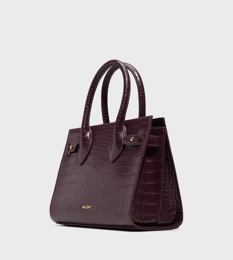 AURALIE Croc Textured Satchel Bag with Purse