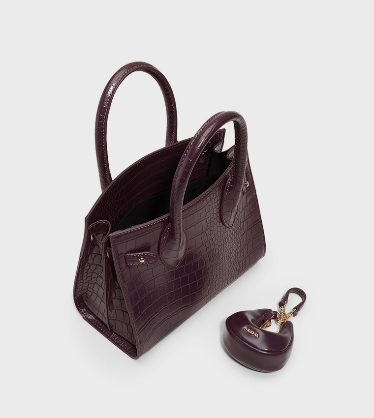 AURALIE Croc Textured Satchel Bag with Purse