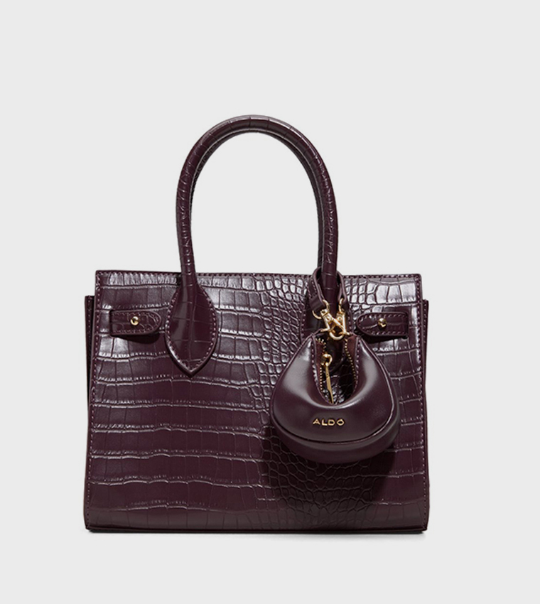 AURALIE Croc Textured Satchel Bag with Purse