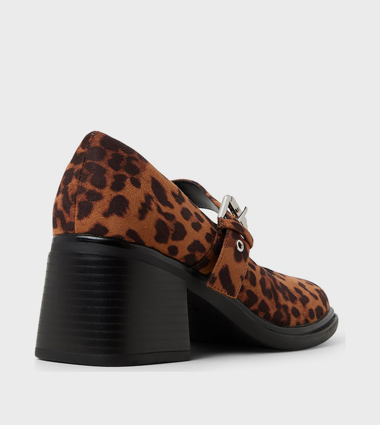 AVRIE Animal Printed Block Heel Mary Janes