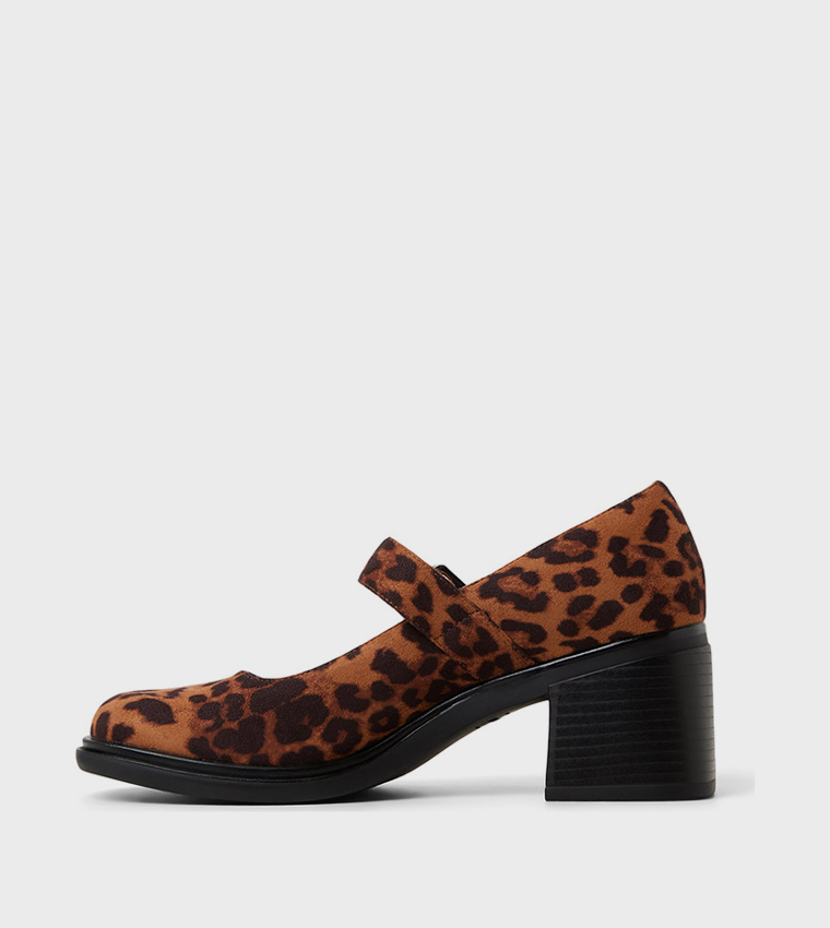 AVRIE Animal Printed Block Heel Mary Janes