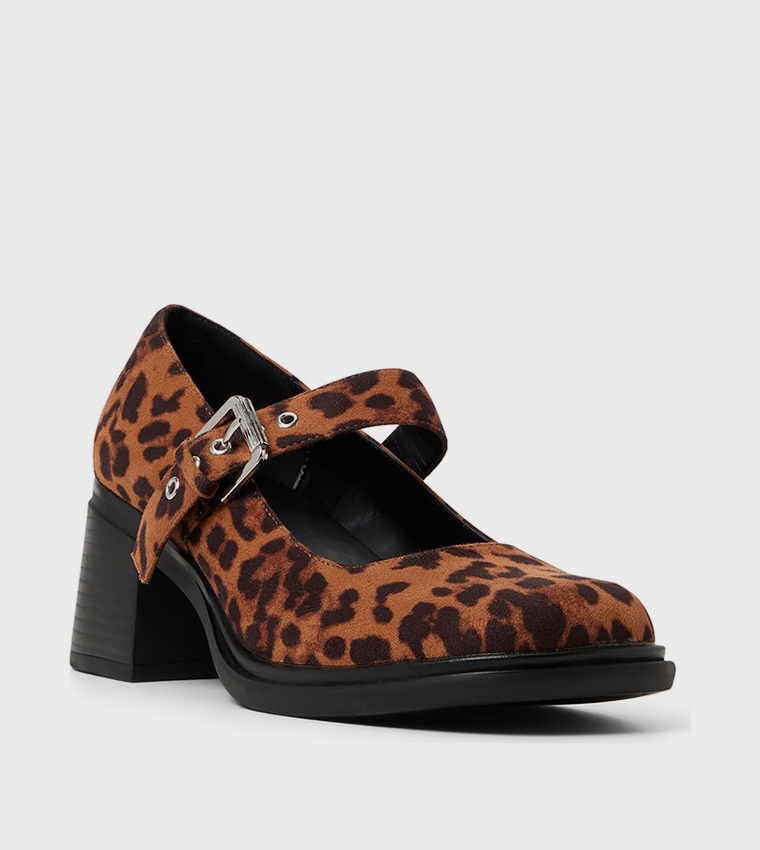 AVRIE Animal Printed Block Heel Mary Janes