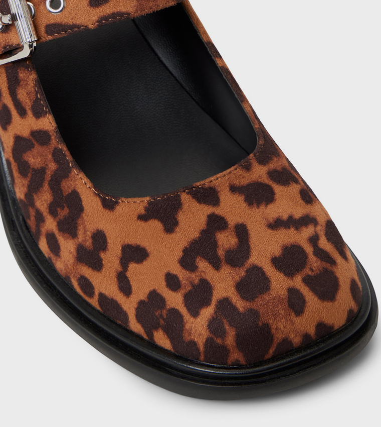 AVRIE Animal Printed Block Heel Mary Janes