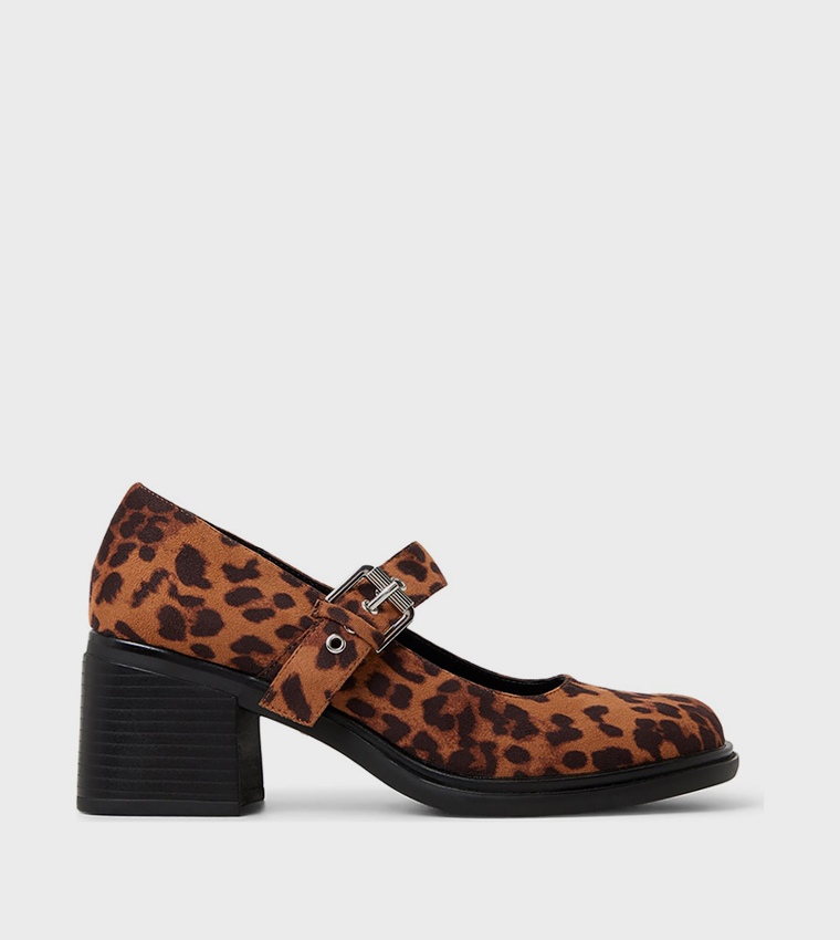 AVRIE Animal Printed Block Heel Mary Janes