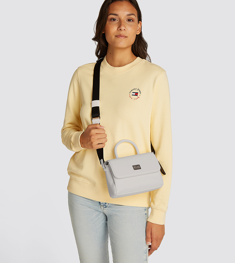 Flag Detail Top Handle Bag