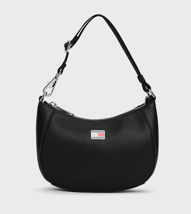 Logo Detail Zippered Shoulder Bag