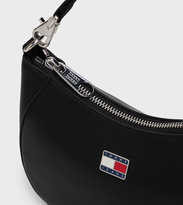Logo Detail Zippered Shoulder Bag