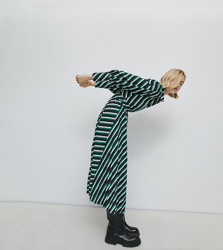 warehouse pleated midi dress green Bright Green Warehouse Plisse Belted Column Midi Dress