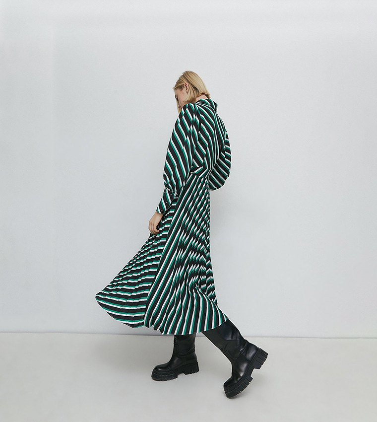 warehouse pleated midi dress green Warehouse Pleated Midi Dress, Dark Green