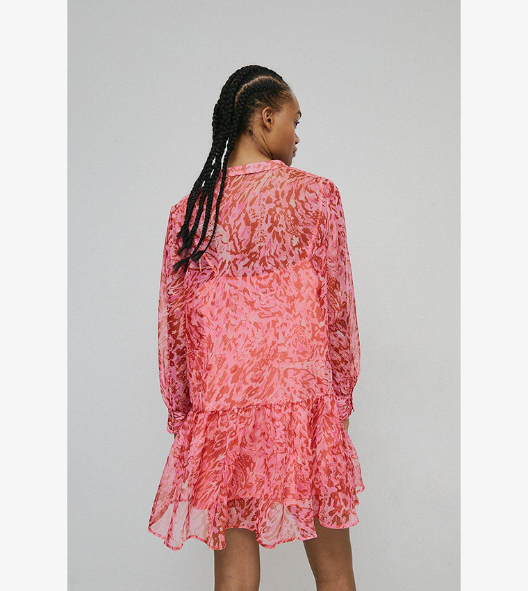 Buy Warehouse Shirt Tiered Mini Dress In Pink 6thStreet Kuwait