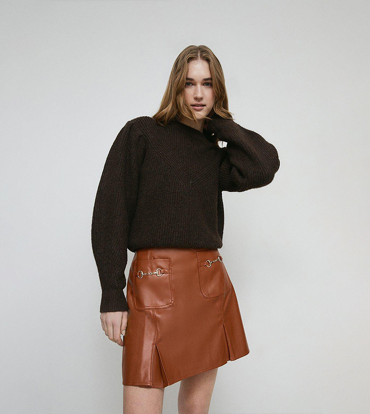 Leather mini skirt warehouse best sale