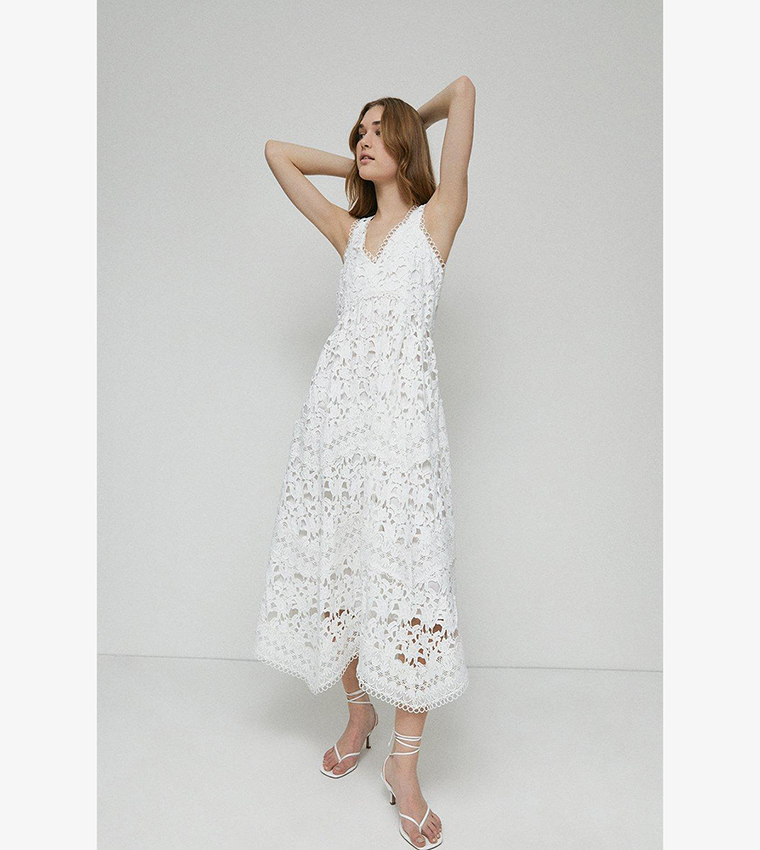 mink lace dress Mink Pink Erin Lace Trim Midi Dress