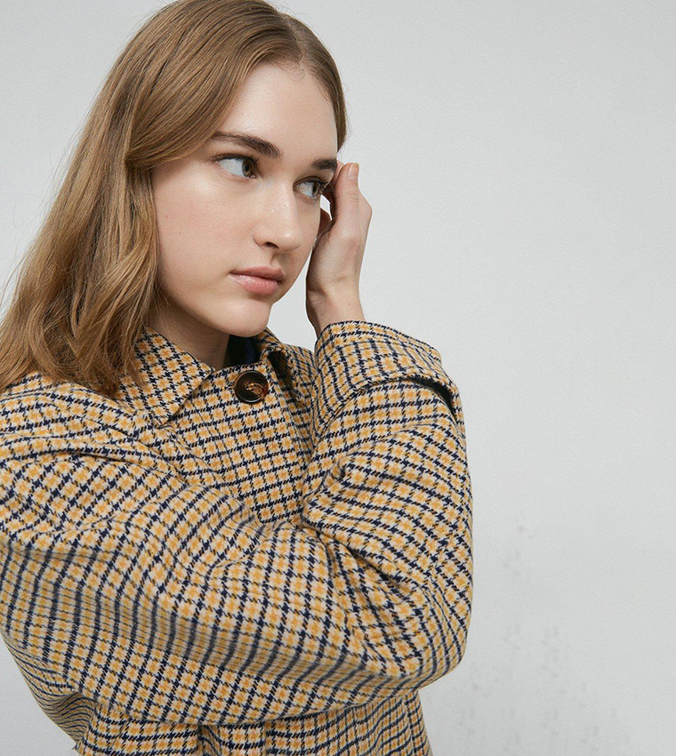Buy Warehouse Mini Check Wool Car Coat In Multiple Colors 6thStreet Oman