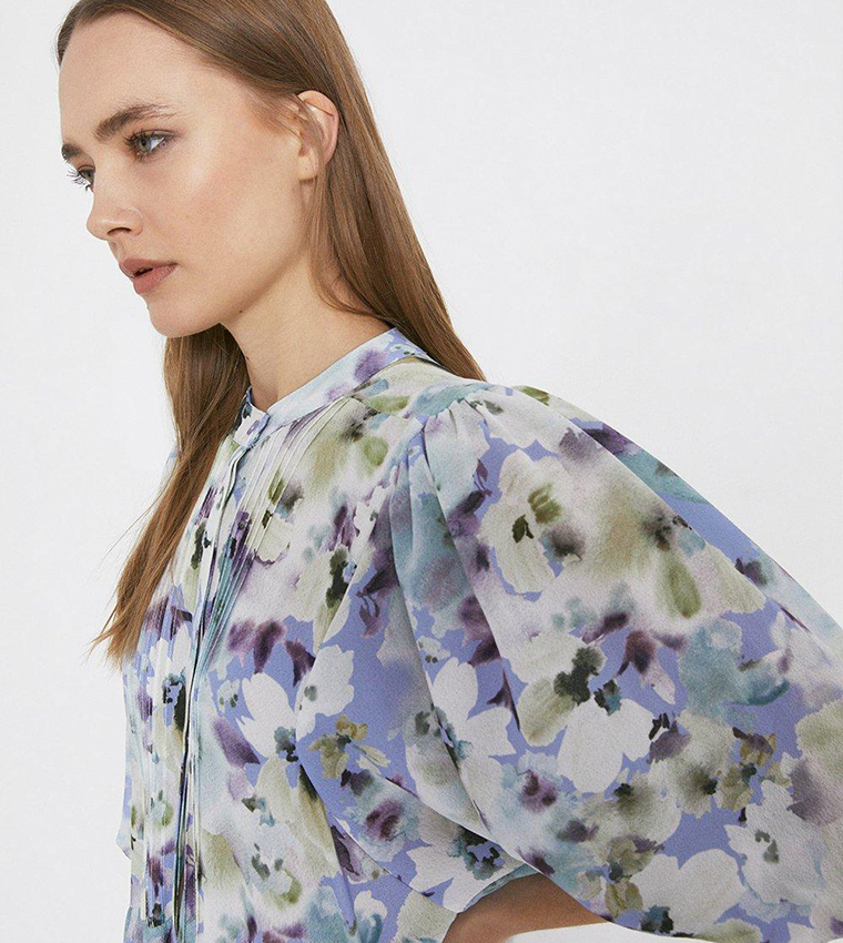 Patterned V-Neck Midi Dress