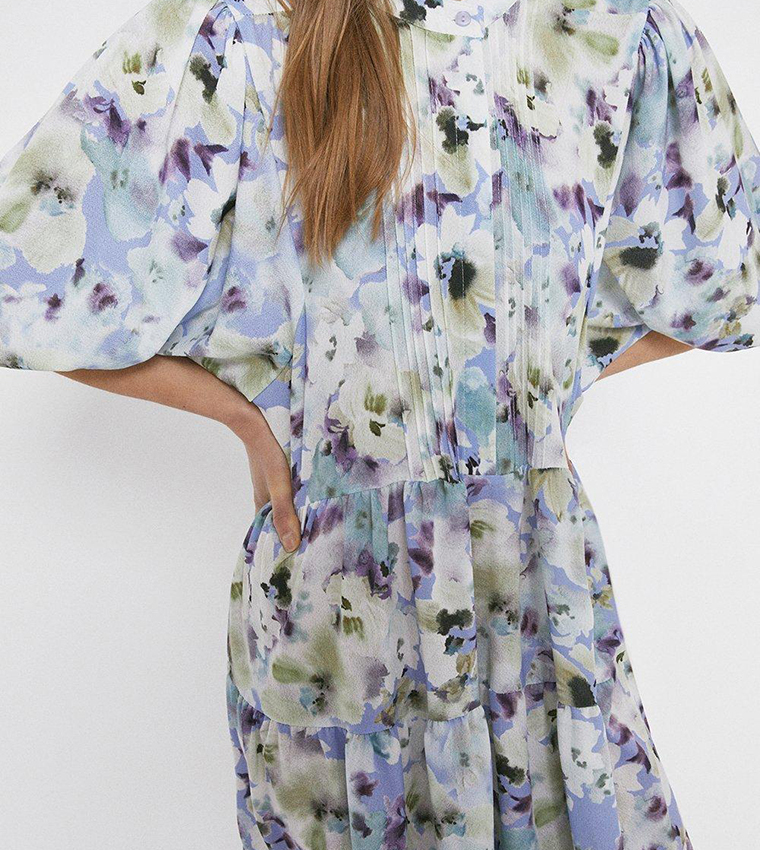 Patterned V-Neck Midi Dress