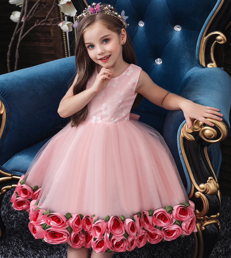 Buy Sugar Rush Girl's Embellished Party Dress In Pink | 6thStreet UAE