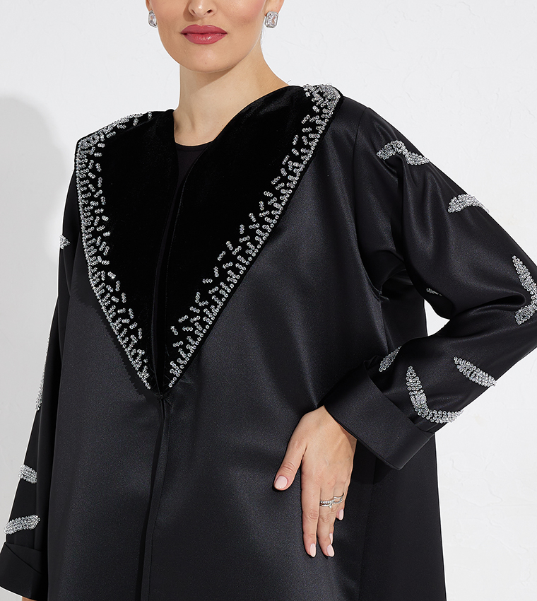 Stone Embellished Long Sleeves Abaya