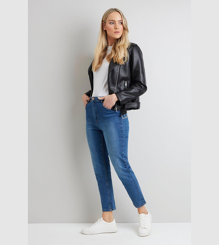 Buy Wallis Tall Demi Cropped Straight Jeans In Blue 6thStreet Oman
