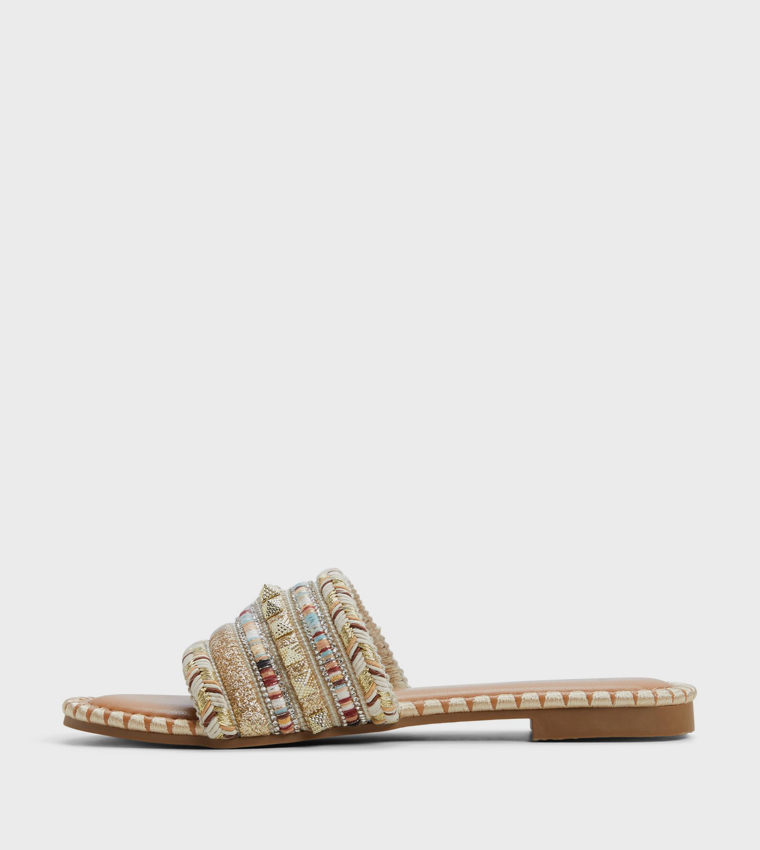 AZIZA Embellished Flat Sandals