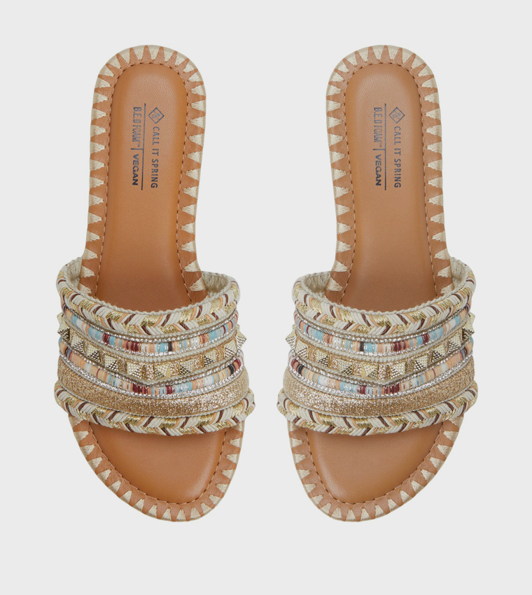 AZIZA Embellished Flat Sandals