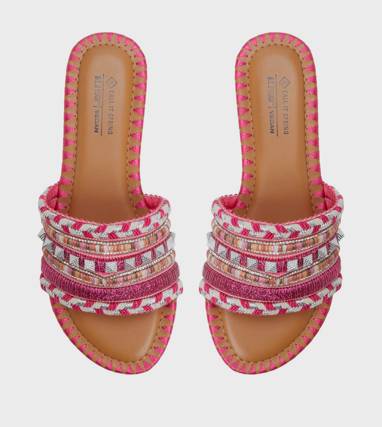 AZIZA Embellished Flat Sandals
