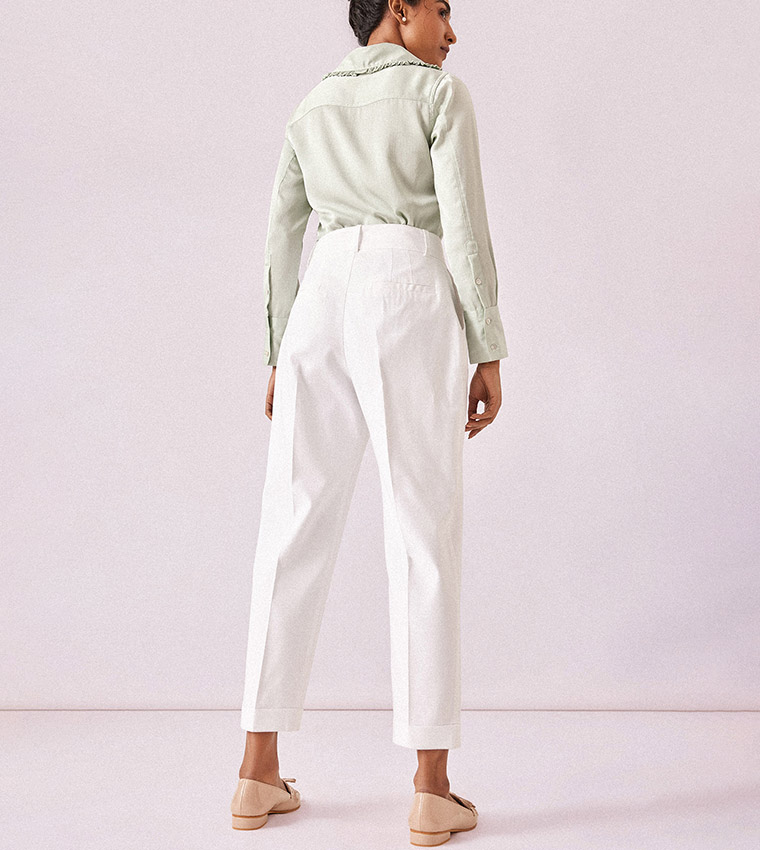 Solid Pleated Trousers