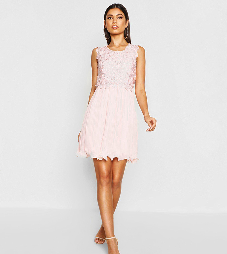 Boutique corded lace 2025 pleated skater dress