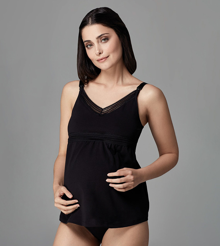 Buy Dagi Solid Maternity Camisole In Black