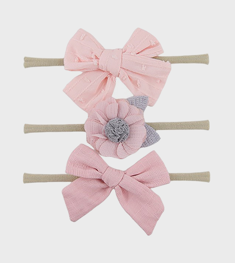 Pack of 3 Printed Bodysuits with Bow Headbands