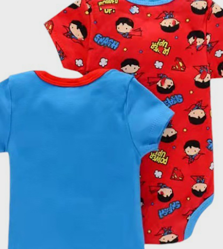 Pack of 2 Superman Print Short Sleeves Bodysuits