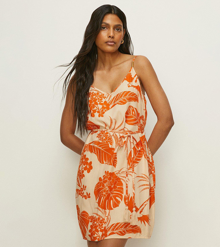 Buy Oasis Floral Print Strappy Mini Dress In Orange 6thStreet Qatar