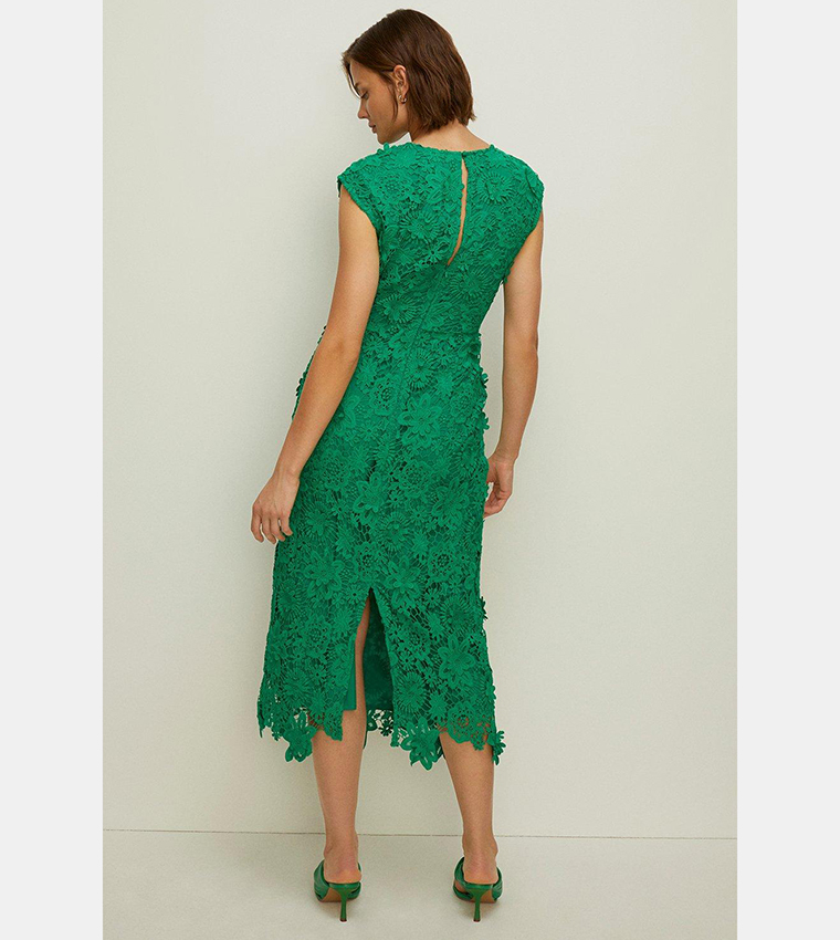 Buy Oasis Lace Midi Pencil Dress In Green | 6thstreet Oman