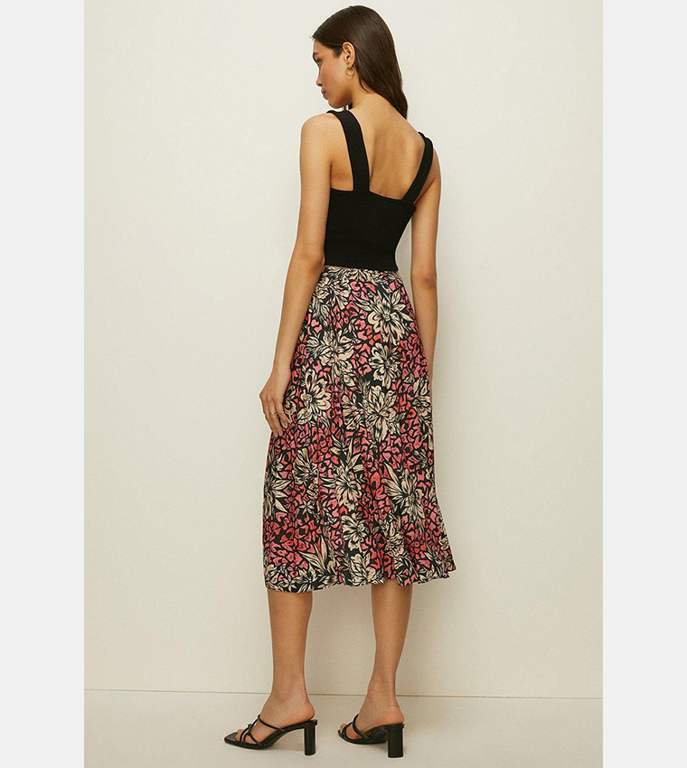 Leopard Print Slinky High Waisted Midi Skirt
