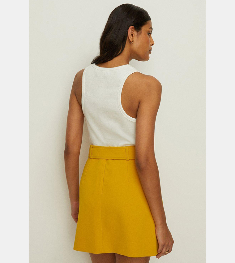 Buy Oasis Premium Crepe Belted Wrap Mini Skirt In Yellow 6thStreet Oman