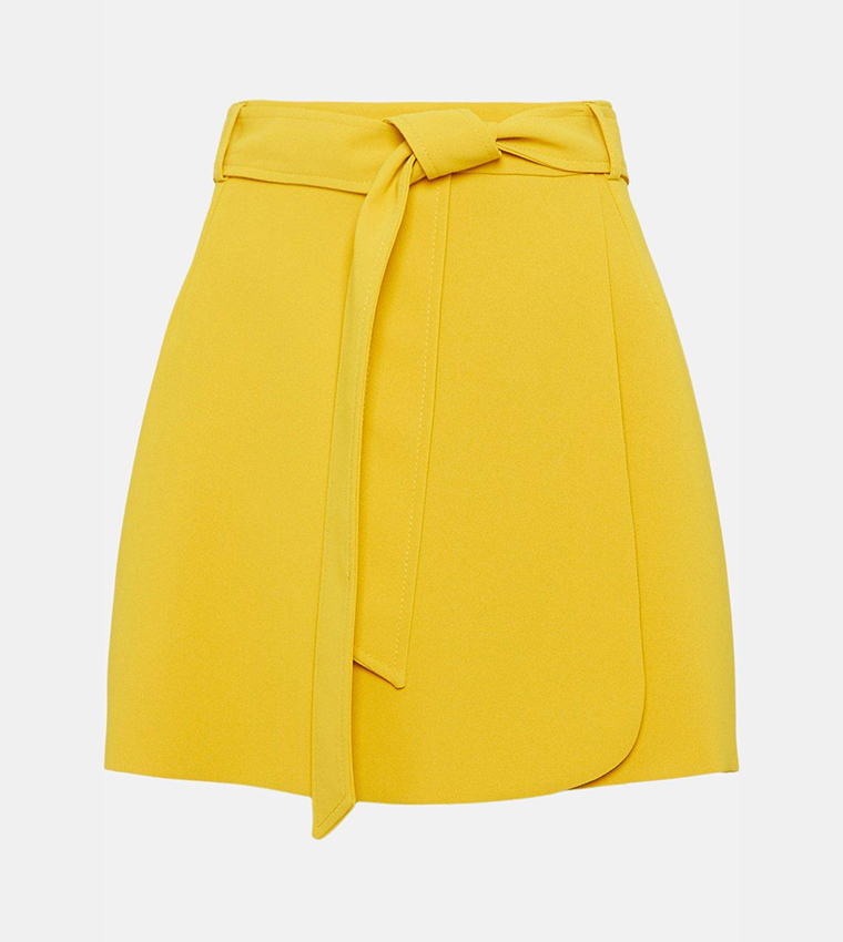 Buy Oasis Premium Crepe Belted Wrap Mini Skirt In Yellow 6thStreet Oman