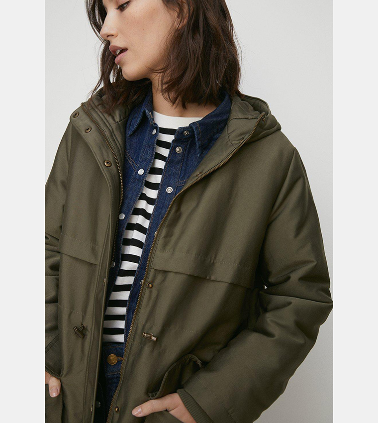 Buy Oasis Padded Winter Longline Parka Jacket In Khaki 6thStreet Bahrain