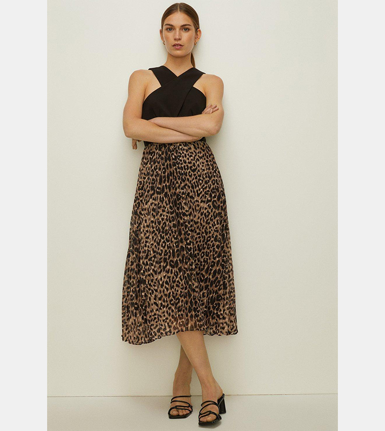 Buy Oasis Animal In Pleated Skirt Dress In Multiple Colors