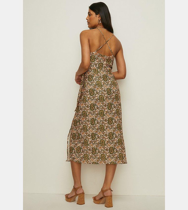 Buy Oasis Paisley Printed Linen Wrap Cami Dress In Multiple Colors 6thStreet Oman