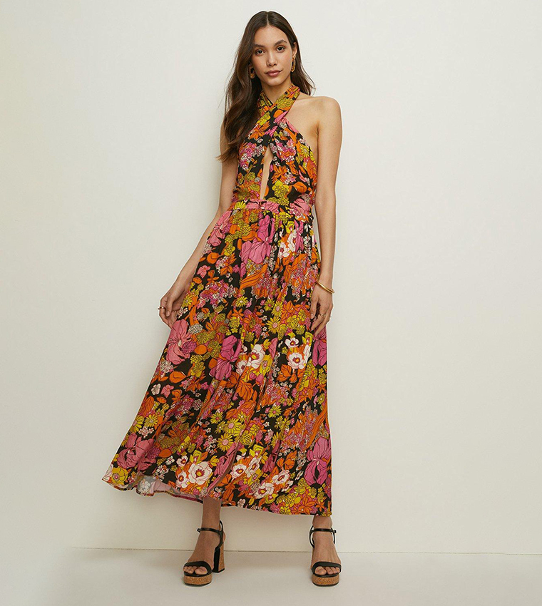 Oasis orange hot sale floral dress