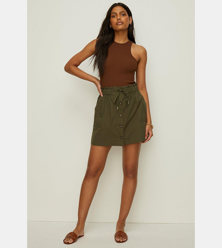 Buy Oasis Brushed Cotton Utility Skirt In Khaki 6thStreet UAE