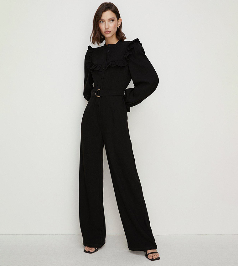 Buy Oasis Long Sleeves Frill Detail Jumpsuit In Black 6thStreet Oman