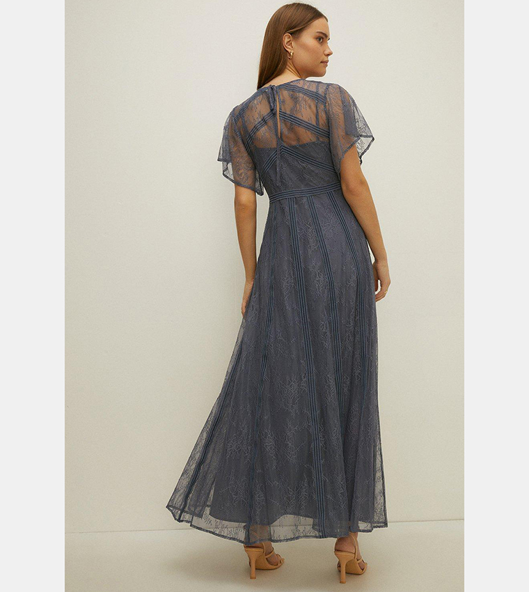 Buy Oasis Premium Delicate Lace Maxi Dress In Blue | 6thStreet Qatar