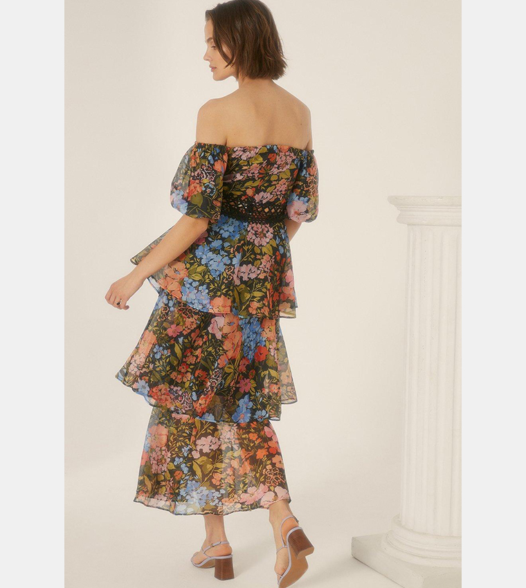 Oasis floral shop bardot midi dress