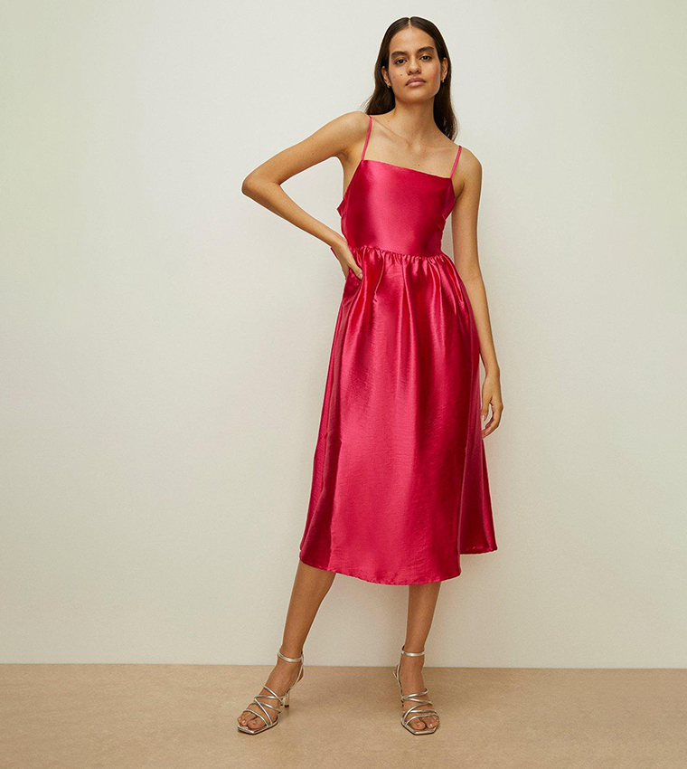 Buy Oasis Strappy Satin Twill Bow Back Midi Dress In Pink 6thStreet Bahrain