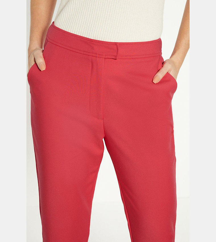 Cotton Sateen Tailored Slim Fit Trousers