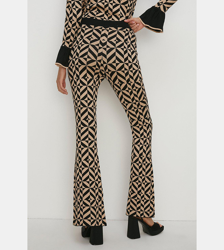 Leopard Printed Mesh Flared Trousers