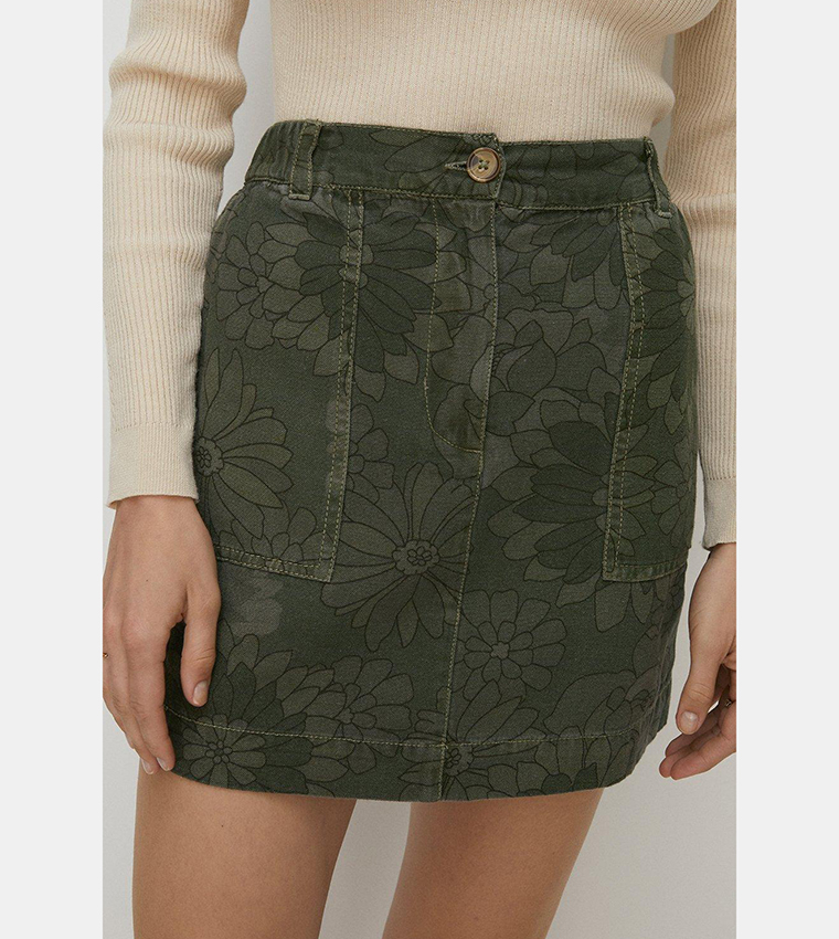 Khaki pencil skirt floral hotsell