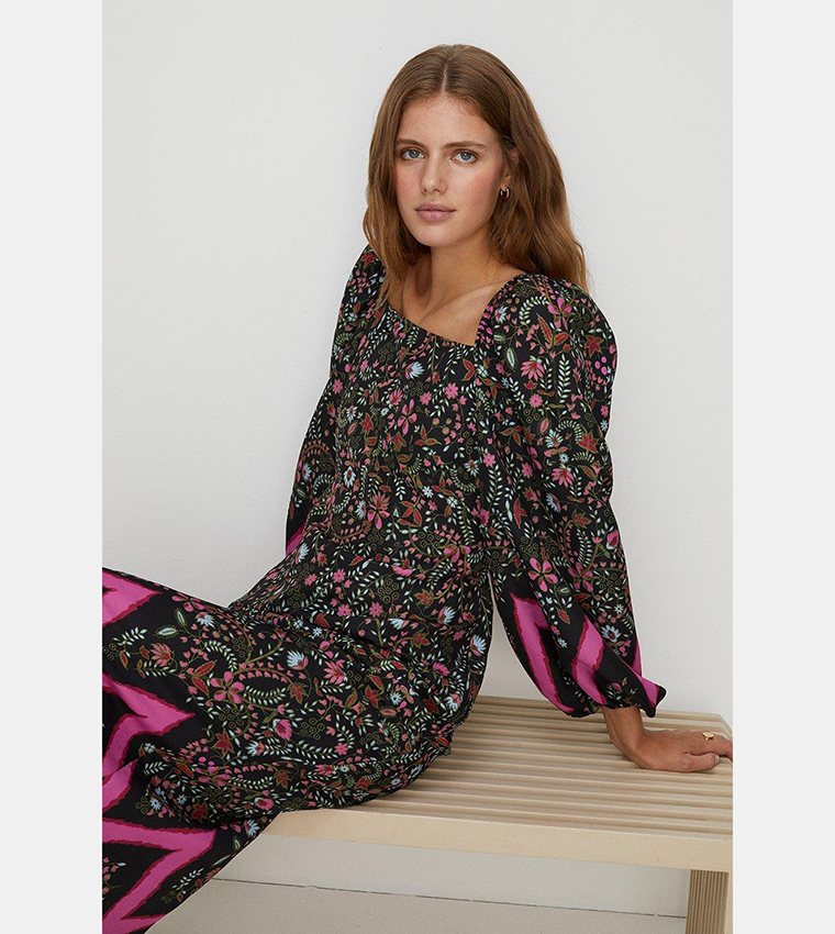 Buy Oasis Paisley Floral Zig Zag Midi Dress In Multiple Colors 6thStreet Qatar