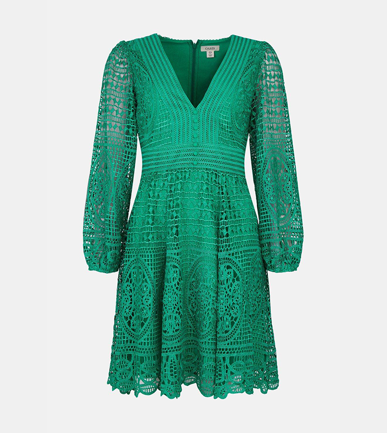 Premium Lace V-Neck Skater Dress