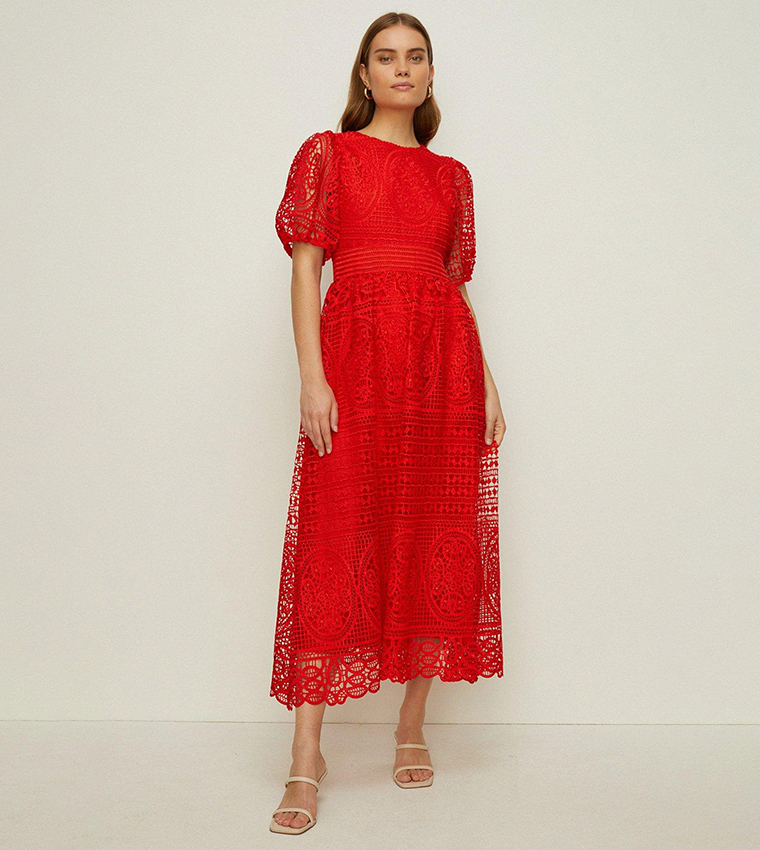 Premium lace cheap midi dress